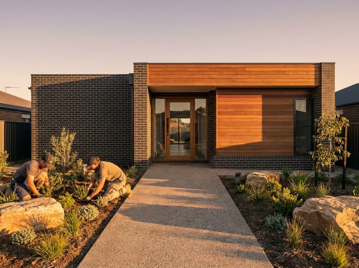 A just-completed Made home with native soft works being finished